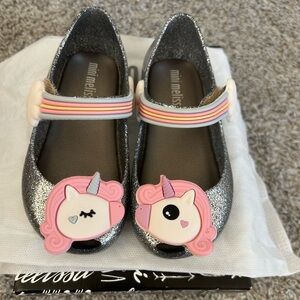 Mini Melissa - Unicorn Mary Jane Flats, Size 7 infant